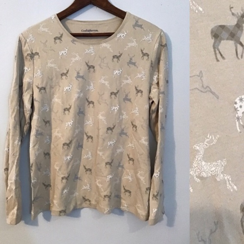 Croft & Barrow Reindeer Long Sleeve Top
